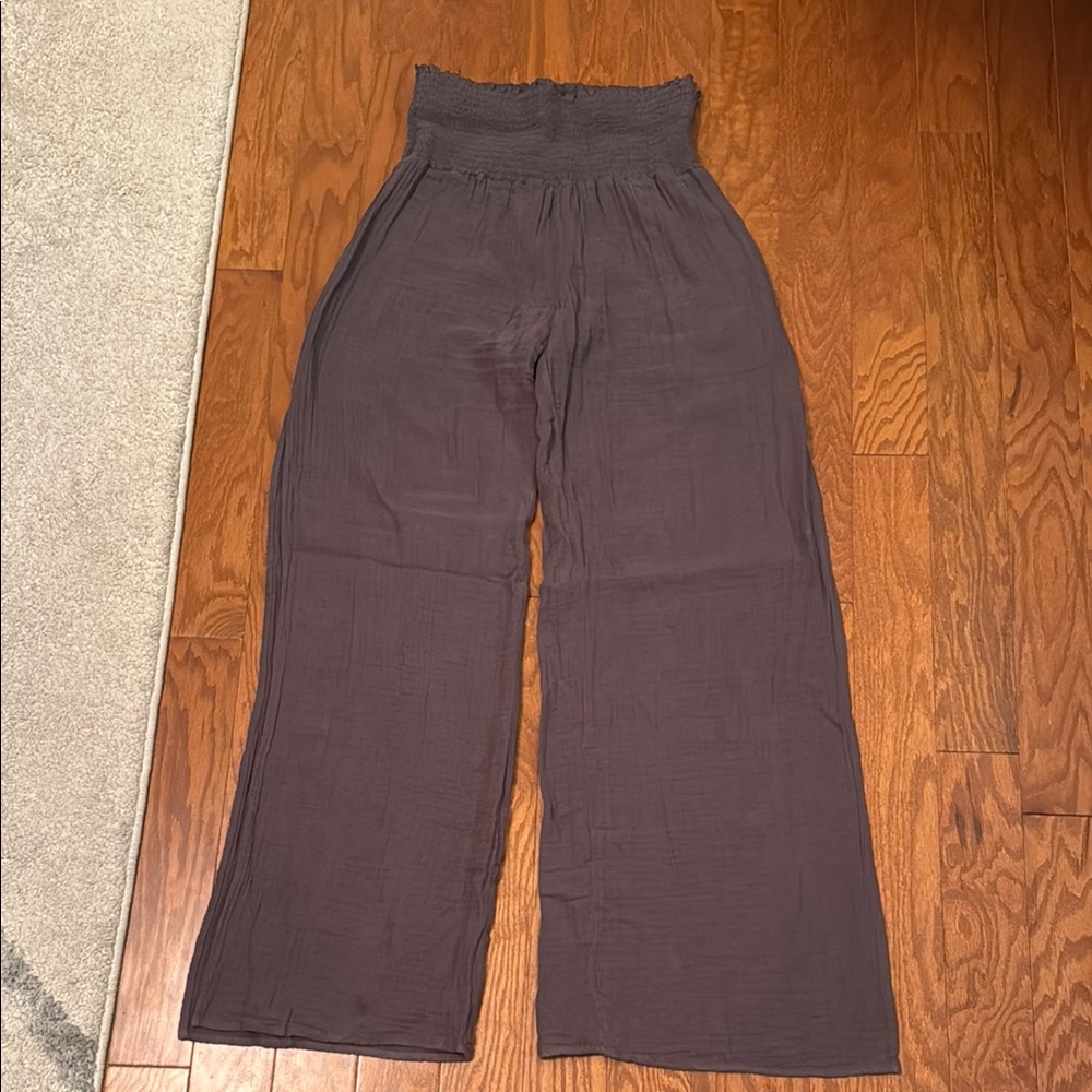 Stark X Ashton Wide-Leg Gauze Pants M Gray Side Split